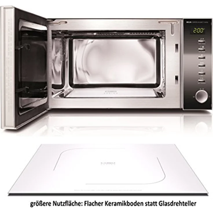 Caso MG20Ceramic menu 2in1 Design Mikrowelle & Grill, Standgerät, 20 Liter Garraum, größere Nutzfläche durch flachen Keramikboden, Garen auf zwei Ebenen, 800 Watt Mikrowelle, 1000 Watt Grill – Bild 3