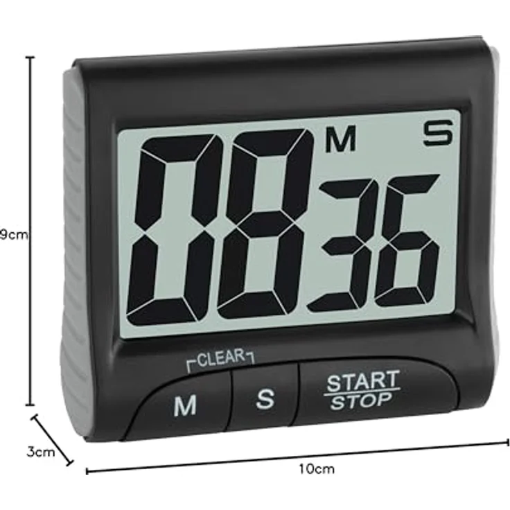 TFA Dostmann Digitaler Timer und Stoppuhr, 38.2021.01, elektronisch, mit Display, große Ziffern, schwarz, (L) 83 x (B) 28 (45) x (H) 70 mm0 – Bild 5