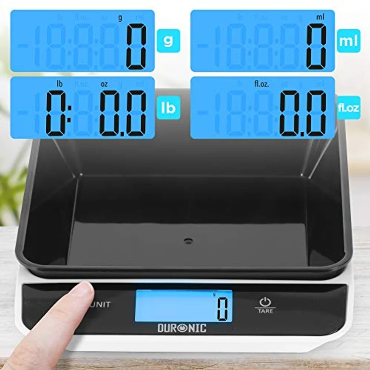Duronic KS100 BK Küchenwaage | 5 kg Digitalwaage mit 1,2 L abnehmbarer Schüssel | 1 g grammgenau Präzision-Feinwaage | Haushaltswaage mit Tara-Funktion | Digitale Waage mit Hold-Funktion | Zum Kochen – Bild 4