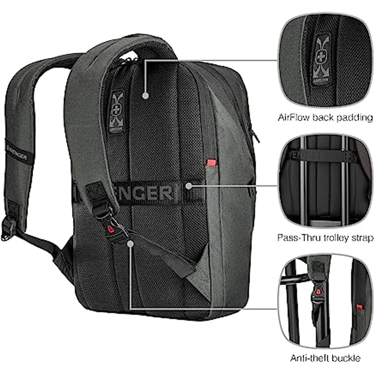 Wenger MX ECO Light Business-Rucksack mit 43 cm Laptopfach, polyester, grau, 31 cm x 18 cm x 43 cm – Bild 5