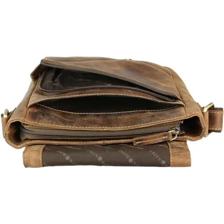 Greenburry Vintage Umhängetasche Leder, 26 cm x 10 cm x 25 cm, braun, 100% Leder – Bild 4