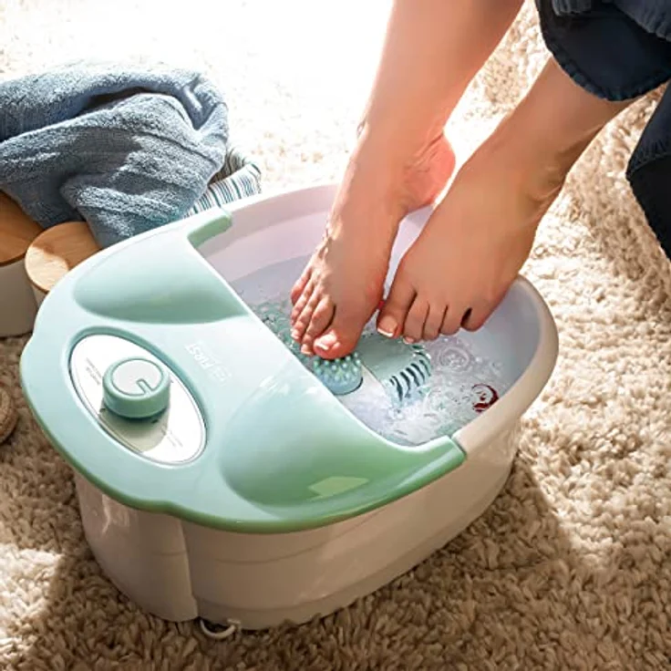 TZS First Austria Fußsprudelbad, Vibrations- und Luftblasenmassage Infrarot- und Warmhaltefunktion, Fußbad, 80W, 3 Programme, 3 Aufsätze, klappbarer Griff, Aromabox – Bild 3