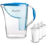 Standard-Wasserfilter PearlCo (blau) mit 3 Classic Filterkartuschen - Reduzierung von Kalk, Chlor, Blei & Kupfer - kompatibel zu Brita Classic - Made in EU