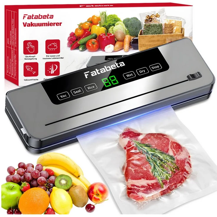 7MAGIC Vakuumierer Vakuumiergerät, Automatisch, 110W, 30 cm Rollenbreite, integrierter Cutter, 10 Vakuumbeutel und Schlauch inklusive, Lebensmittel bis zu 10x länger frisch