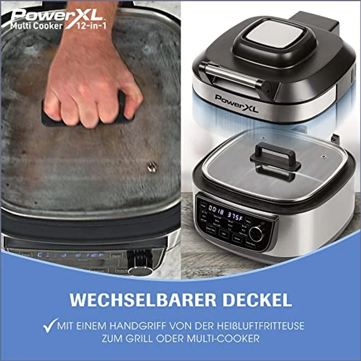 PowerXL MultiCooker Frittierkorb-Set - Heißluftfritteuse, Backofen, Bratpfanne uvm. - 5,7 Liter - 12 Kochprogramme - Airfryer - 80% weniger Fett - PowerXL Multi-Cooker 12-in-1 Hot Pot, schwarz – Bild 5