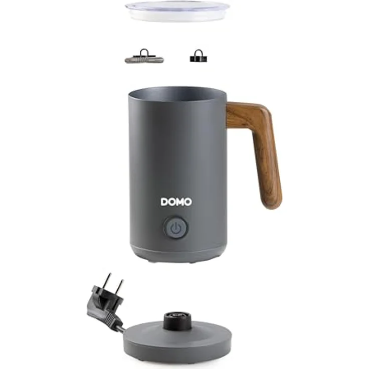 DOMO DO745MF Milchaufschäumer 'Wood You' - Mattgrau - 500 W, 3 Funktionen, drehbar, automatische Abschaltung – Bild 4