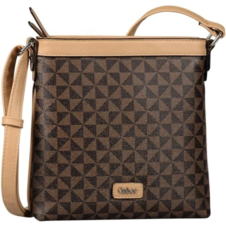 Gabor Barina Umhängetasche, moderne Handtasche mit grafischem Muster, 24 cm, Braun – Bild 1