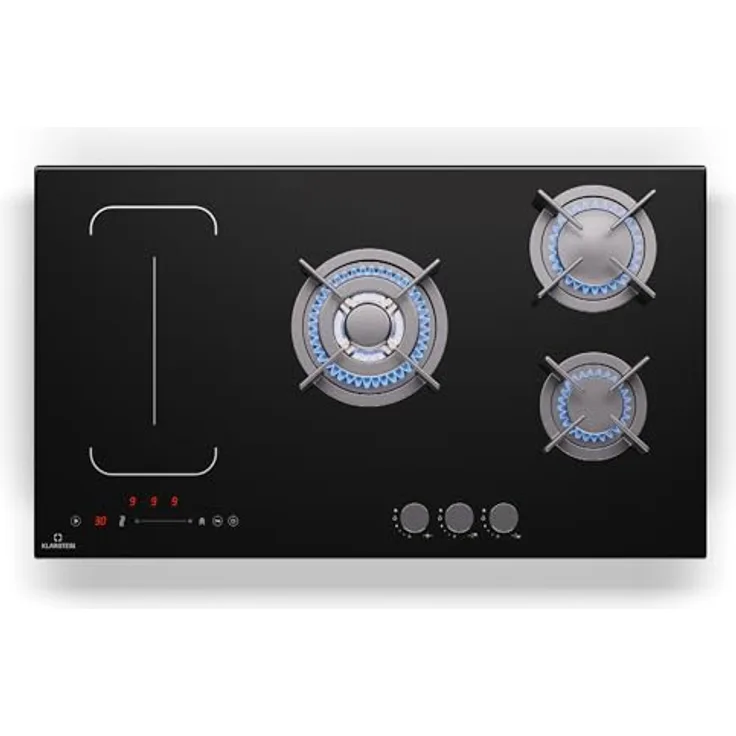 Klarstein Duale Induktions- & Gaskochplatte - 10,9 kW Vollleistung, Schieberegler, Gusseisenunterstützung
