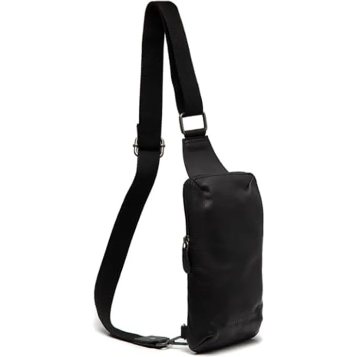 The Chesterfield Brand Cambridge Umhängetasche, schwarze Sling Bag aus Leder mit Smartphonefach und verstellbarem Schulterriemen