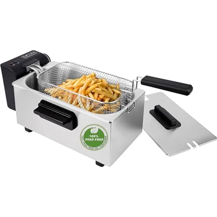 EMERIO DF-132653, 3.0L Öl-Fritteuse mit Kaltzonen Technologie, 2000 W, Edelstahl, PFAS-frei, einstellbarer Thermostat, einfache Reinigung – Bild 1