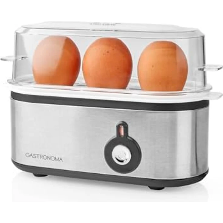 Gastronoma Eierkocher 3 Eier, Edelstahl Egg Cooker mit Timer und kompakt Design, Silber – Bild 5