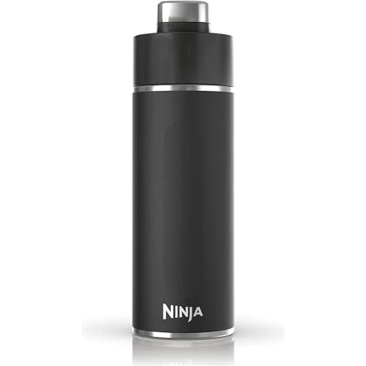 Ninja Thirsti Wasserflasche/Thermobecher to go, 700ml, dreifach isoliert, auslaufsicherer Deckel, für kohlensäurehaltige, heiße & kalte Getränke, Edelstahlflasche, Schwarz – Bild 1