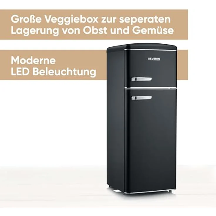 Severin RKG 8932 Retro Kühl-Gefrierkombination, freistehend, mattschwarz, Energieklasse E – Bild 3