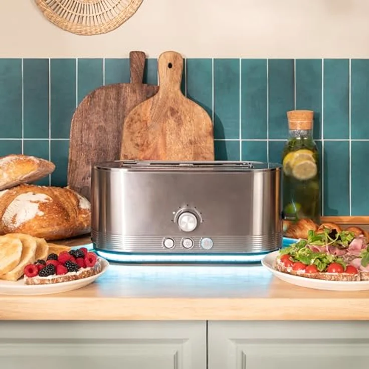 Cecotec Shine&Toast Extra Double, Vertikaler Toaster aus Edelstahl, 1400W, 4-Scheiben-Kapazität, 3,8 cm breite Schlitze, 7 Röststufen, Leuchtring – Bild 3