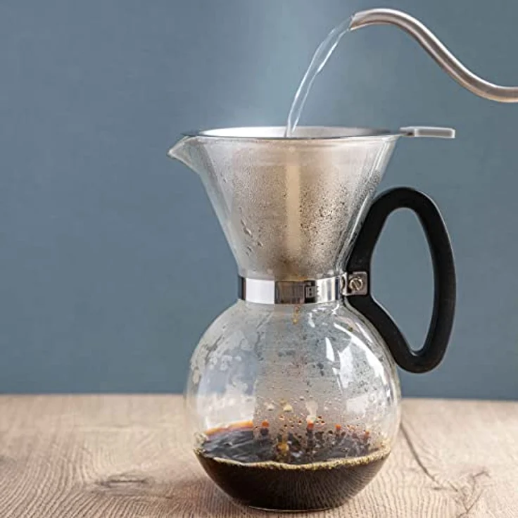 La Cafetière 1,1 Liter Slow Brew Manuelle Tropfkaffeemaschine, Edelstahlfilter, 8-Tassen-Kapazität aus hitzebeständigem Borosilikatglas – Bild 2