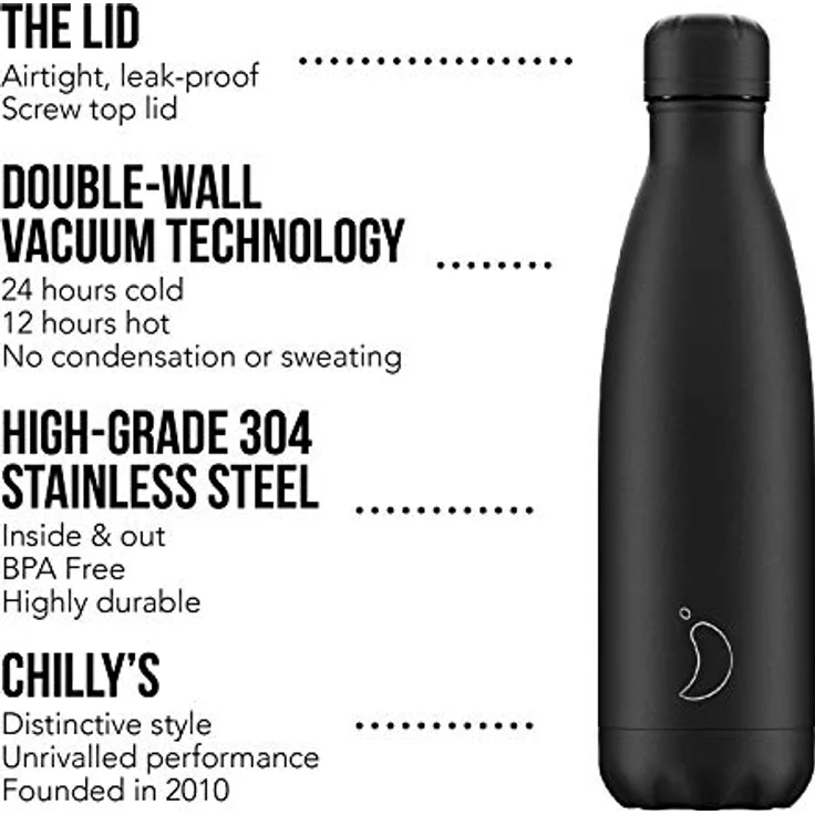 CHILLYS Bottle Monochrome All Black 0,5 l schwarz – Bild 3