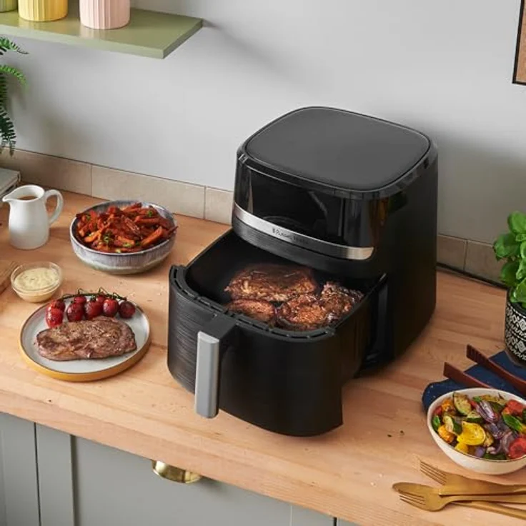 Russell Hobbs SatisFry Heißluftfritteuse XXL 8,3L Rapid AirFryer, 1800 Watt, 9 Programme, spülmaschinenfest, Touchscreen, max. 200°C, schwarzes Gehäuse mit Silbernen-Akzenten – Bild 3