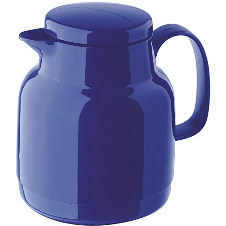 Helios Mondo Kunststoff-Isolierkanne, dunkelblau, 1 Liter, Weithalskanne mit Helios Q100 Qualitätsglas-Einsatz
