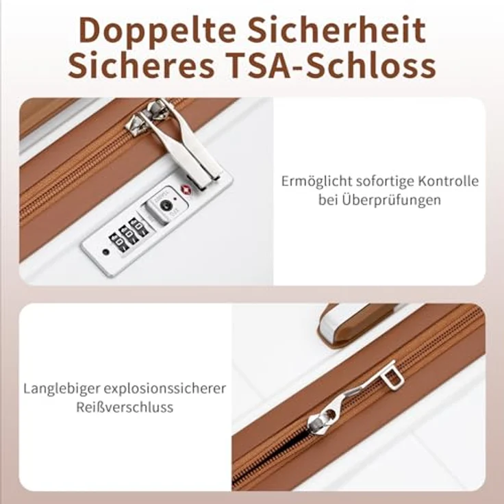 KONO Mittelgroß Koffer 65cm, Leichter Hartschalen-Reisekoffer aus Polypropylen mit 4 Rollen und TSA Schloss, 70L, Weiß – Bild 4