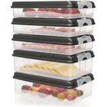 Hausfelder Aufschnittdosen für Kühlschrank, Wurst Aufbewahrung mit Deckel, BPA-frei, stapelbar, spülmaschinengeeignet, Anthrazit, 10-teilig