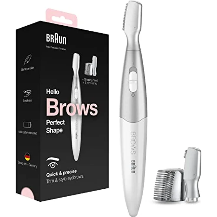 Braun Augenbrauen Trimmer Damen, Präzisionstrimmer für Trimmen / Stylen / Formen / Konturenanpassung, Haarentfernung Gesicht für Frauen, Augenbrauentrimmer, Reisen / unterwegs, Geschenk Frau, FG1106