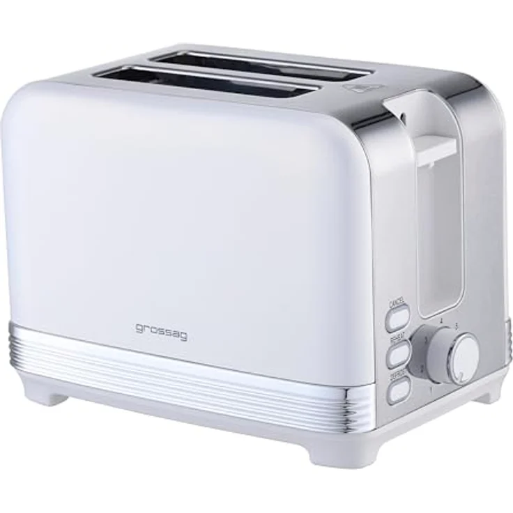 grossag Edelstahl-Toaster TA 28.00, Weiß, 2-Scheiben, Metallic-Design mit stufenlos einstellbarem Bräunungsgrad – Bild 1