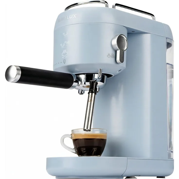 VANKEL KAFELUX Espressomaschine Siebträger, 1400W Thermoblock, 20 Bar Druck, 1L Wassertank, Hellblau, für Espresso & Cappuccino
