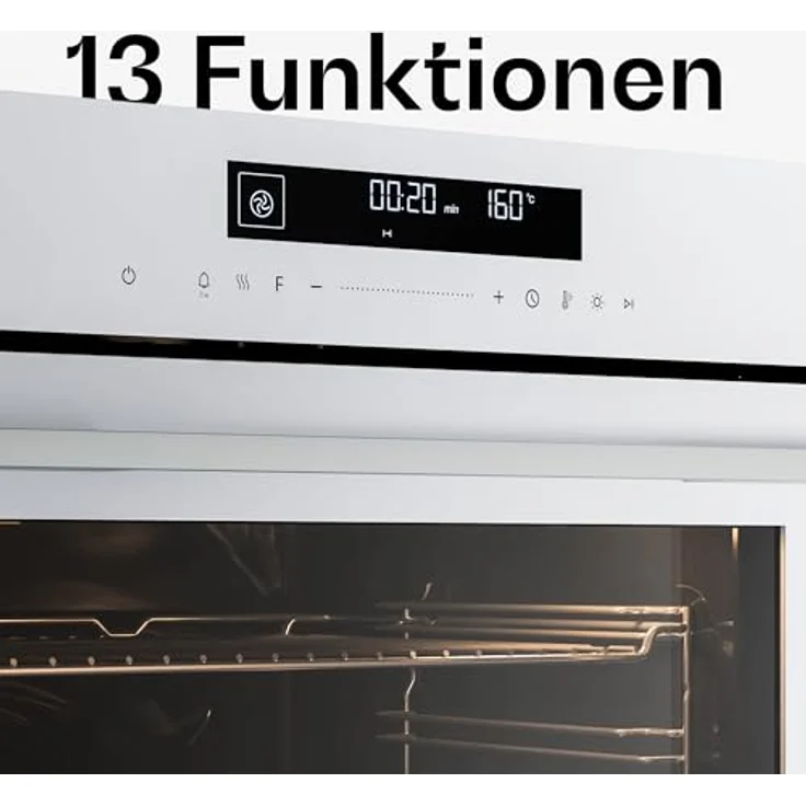 Klarstein Velaire Einbaubackofen 60 cm, 74L, 13 Funktionen, Energieeffizienz A+, Touch-Bedienung, Timer, leicht zu reinigen, Weiß – Bild 3