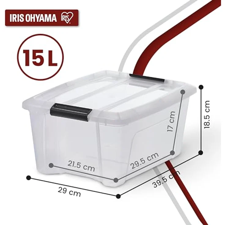 IRIS OHYAMA 103428 New Top Box NTB-15 stapelbare Aufbewahrungsboxen mit Klickverschluss, Plastik, transparent Deckel, 15 L, 3er Set – Bild 2