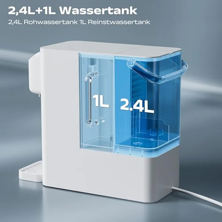 SUSGREENABLE Wasserfilter Umkehrosmoseanlage, 4-in-1 Filter mit 3:1 Rein zu Abfluss und installationsfreier Sofortheizung, SGIWDR04-W – Bild 3