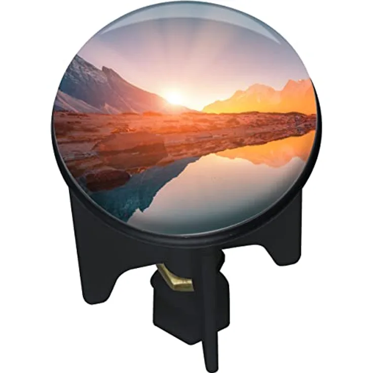 WENKO Abflussstopfen Pluggy® Ocaso, höhenverstellbarer Waschbeckenstöpsel für alle handelsüblichen Waschbecken, aus Messing und Kunststoff gefertigt, Ø 3,9 x 6,5 cm, Landschafts-Motiv, Mehrfarbig