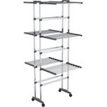 vidaXL Wäscheständer, 3-Etagen, faltbares Design, mit 4 Rollen, silber