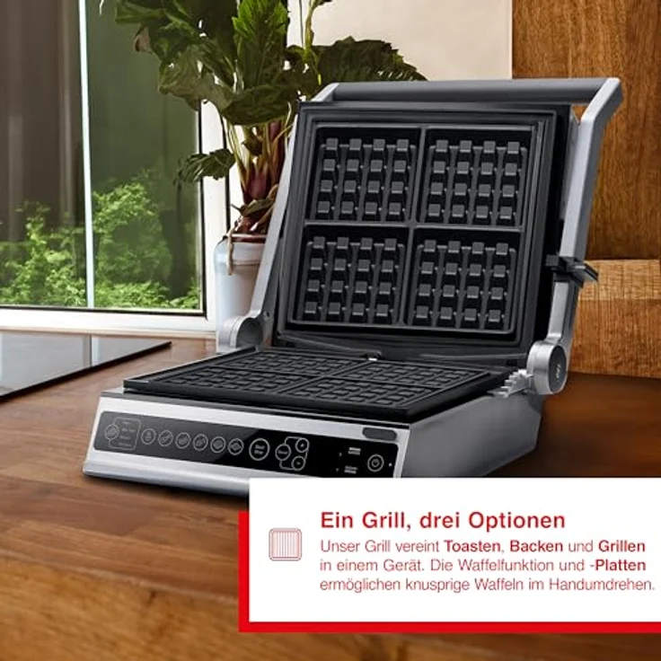 Solis Waffle & Contact Grill Pro, Kontaktgrill mit 2000 Watt Leistung, 5 Grillprogrammen und Edelstahl-Design – Bild 2