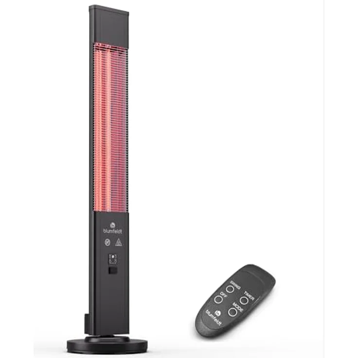 blumfeldt Infrarotheizung Standgerät, 3000W Elektroheizung, Indoor/Outdoor Infrarotheizung für Zuhause & Terrasse, IR mit Kippschutz & Fernbedienung, Effiziente IP65 Elektro-Heizung, Terrassenheizung – Bild 1
