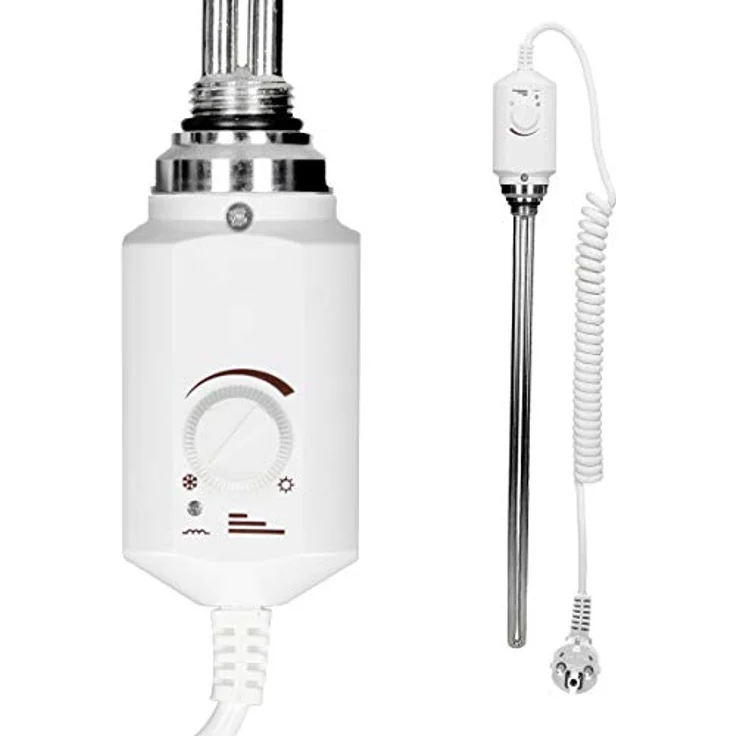 ECD Germany Badheizkörper Elektrisch, Heizstab 600W ECO, 500 x 800 mm, Handtuchwärmer in Weiß, gerade mit Seitenanschluss – Bild 5