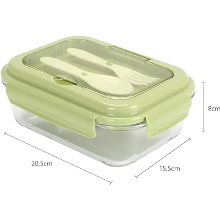 Cheffinger Lunchbox aus Glas - 1L, auslaufsicher, hitzebeständig, inkl. Besteck für Schule & Büro – Bild 3