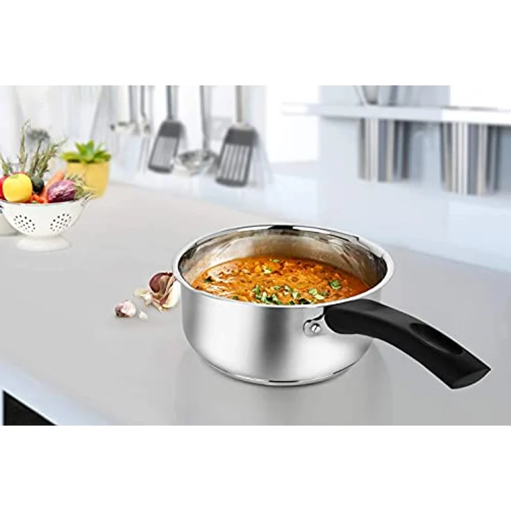 Penguin Home® Kochtopf 18 Cm, 2 Liter | Edelstahl-Kochtopf Mit Glasdeckel Und Phenolgriff | Induktionsfestes Topfset Mit Doppelten Ausgießlippen | Auflauf-Kochgeschirr-Set | Kochtöpfe & Pfannen – Bild 5