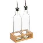 5five Simply Smart Menage-Set Essig- und Ölspender, 3-tlg. aus Bambus mit 480 ml Flaschen, Transparent