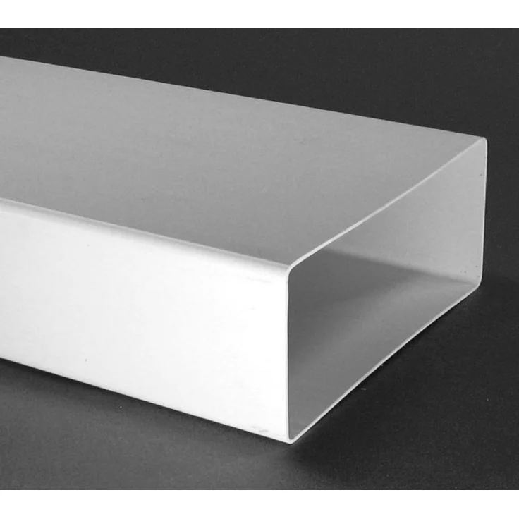Air-Circle Flachkanal 220x90mm ohne Muffen, Lüftungsrohr Küche 100cm, Abluft, Kunststoff, Weiss