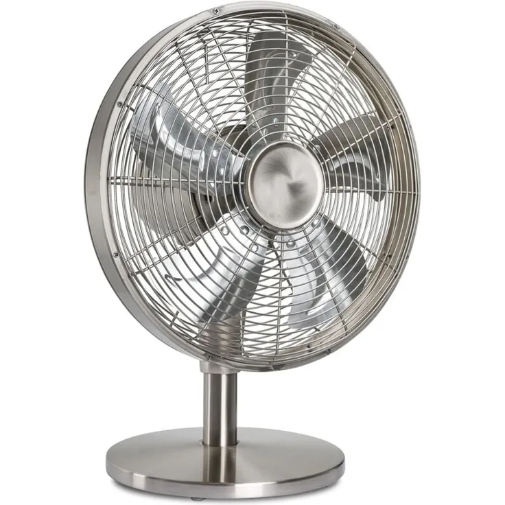 Kaiserkraft dc Tischventilator Airos Eco Classic tv, Metall gebürstet, 6 Geschwindigkeiten, 80° Oszillation, 18 W, 55 dB(A)