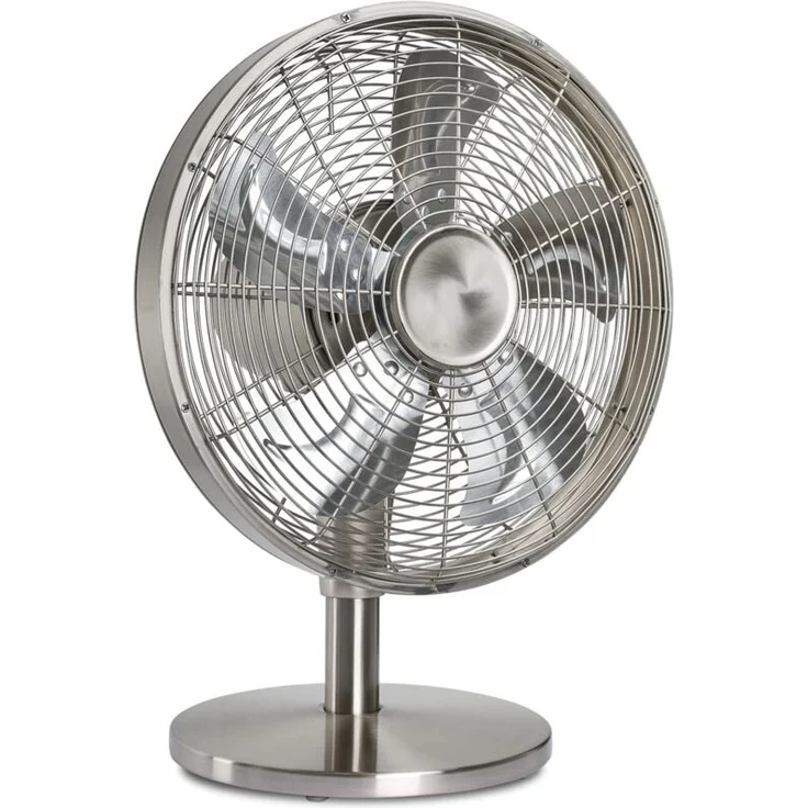 Kaiserkraft dc Tischventilator Airos Eco Classic tv, Metall gebürstet, 6 Geschwindigkeiten, 80° Oszillation, 18 W, 55 dB(A)