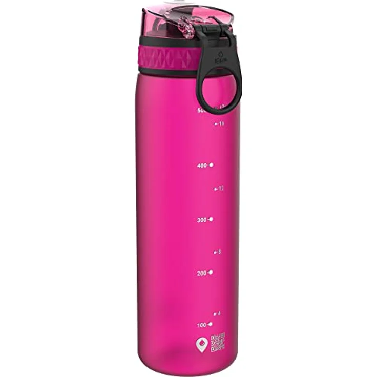 Ion8 auslaufsichere schlanke Wasserflasche - Trinkflasche, BPA-frei, 500ml - 18oz, Rosa (Frosted Pink) – Bild 6