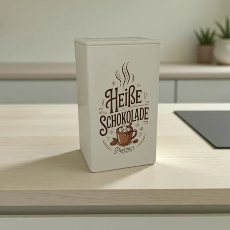 speecheese Heiße Schokolade Metalldose 900ml mit Vintage-Illustration und charmantem Spruch, Beige – Bild 2