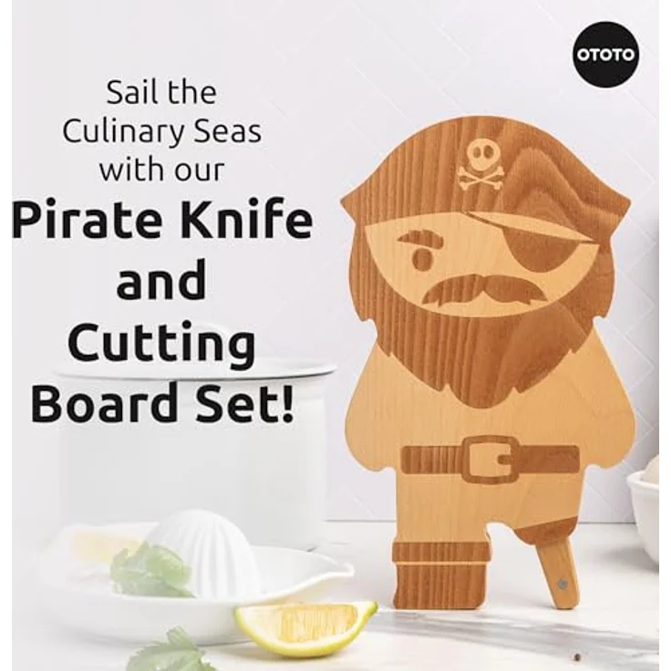 Ototo Pirate Board Schneidbrett mit Messer, Schneidebrett, Braun – Bild 2