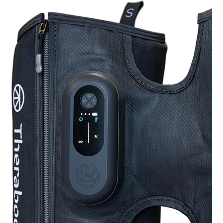Therabody JetBoots Prime Ultra-Portable, kabellose Kompressionsstiefel für einfache Erholung der Beinmuskulatur - Waden-, Bein- und Oberschenkel-Kompressionsmanschette, Tragbarkeit und anpassbare Behandlungen, schwarz – Bild 3