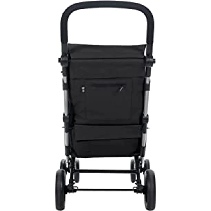Carlett Einkaufstrolley mit 4 Rädern | Lett470 CLASSIC family | Zusammenklappbarer Einkaufswagen mit großer Tasche 32kg, 64L Einkaufstasche, 10,5L Thermotasche und Rückfach, Schwarz – Bild 4