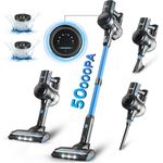 INSE Akku-Hand- und Stielstaubsauger mit 50KPa Saugkraft, 60 Minuten Akkulaufzeit, 1,2L Staubbehälter und LED-Beleuchtung