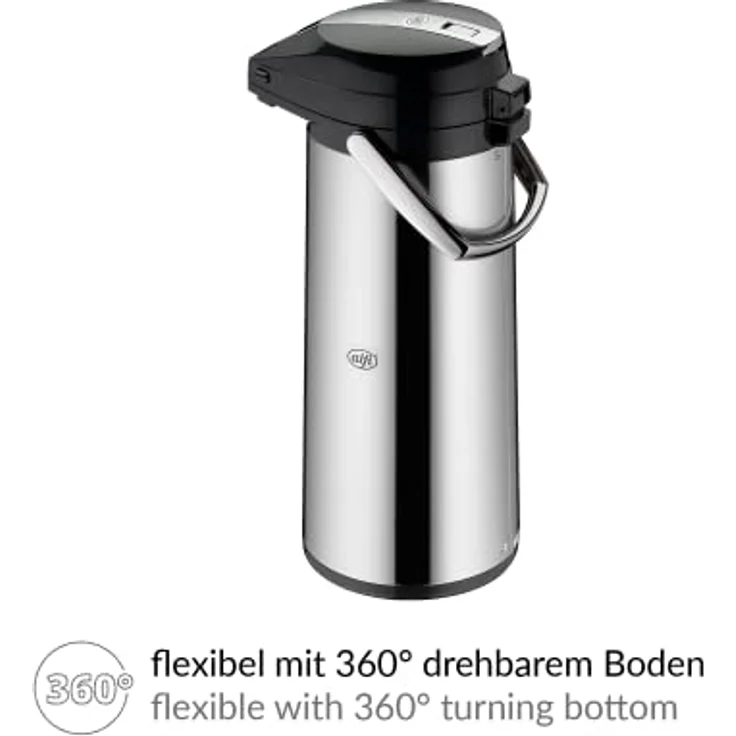 alfi 0987.000.300 Getränkespender, Pumpkanne, Edelstahl poliert 3,0 Liter, 12 Stunden heiß, 24 Stunden kalt – Bild 5