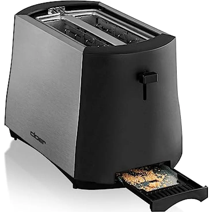 Cloer 3419 Toaster für 2 Toastscheiben, 825 W, integrierter Brötchenaufsatz, Nachhebevorrichtung, Krümelschublade, wärmeisoliertes Edelstahlgehäuse, Schwarz, Edelstahl – Bild 6