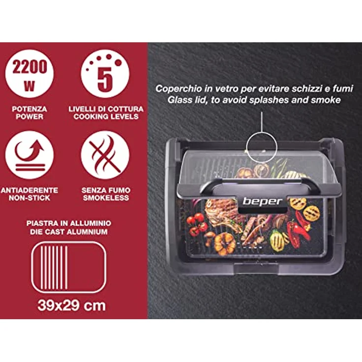 Beper 90.871 Elektrischer Grill, Schwarz – Bild 2